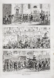 Jackin matka Newgatesta Tyburniin, kuvitus William Harrison Ainsworthin teoksesta "Jack Sheppard: A Romance", julkaistu 1839