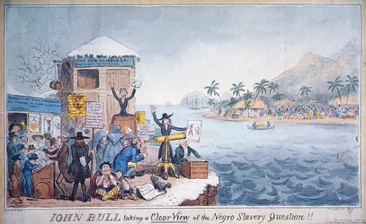 John Bull tarkastelee selkeästi mustien orjuutta koskevaa kysymystä, julkaissut G. Humphrey