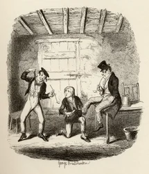 Mestari Bates selittää ammattitekniikan, Charles Dickensin (1812-70) 1838 kirjasta "Oliver Twistin seikkailut", Chapman und Hall, 1901.