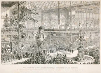 Suuren näyttelyn avajaiset, Crystal Palace, Hyde Park, Lontoo, 1851