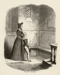 Rose Maylie ja Oliver, Charles Dickensin (1812-70) teoksesta "Oliver Twistin seikkailut", 1838, julkaisija Chapman and Hall, 1901