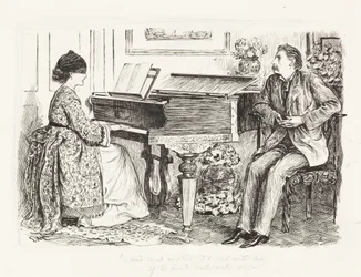 Ja sumu tai hämärtyminen, minä purjehdin hänen kanssaan, jos hän purjehtisi minun kanssani, noin 1865 (tussi ja musta muste grafiitin päällä).