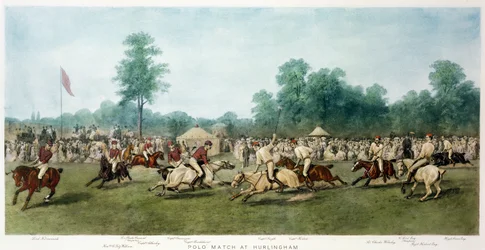 Polo-ottelu Hurlinghamissa Horse Guardsin (Blue) ja Monmouthshire Teamin välillä, 7. heinäkuuta 1877