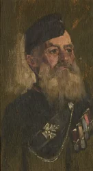 J. Fisherin muotokuva, Rifle Bgde, n. 1920 (öljy paneelissa)
