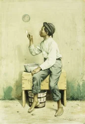 Musta poika puhaltamassa saippuakuplia, 1887