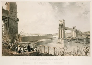 Britannia Tubular Bridge rakentamisen aikana, 3. joulukuuta 1849