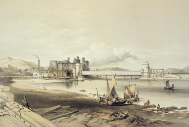 Conway Bridge, Toisen putken rakentaminen, syyskuu 1848, taiteilijan kaivertama