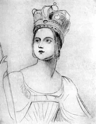 Kuningatar Viktoria kruunajaispuvussaan, 1837, 1901.