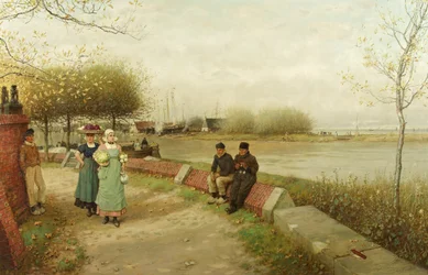 Onnittelujen vaihto - Muiden, Pohjois-Hollanti, n. 1881 (öljy kankaalle)
