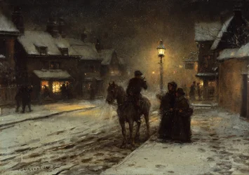 Talvi-ilta (öljy paneelissa)