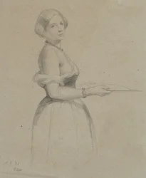 Nuoren naisen muotokuva, 1856 (grafiitti ruskean kudospaperille)