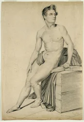 Nimetön - litografiasta jäljennetty miesakti, 1842