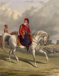 Ibrahim Pashan muotokuva Egyptin valtiomies ja kenraali (Ibrahim Pasha Egyptin (1789-1848)) Kaiverrus George Henry Laporte (1799-1873) 1846 Koko 29,8x23,4 cm Yksityiskokoelma