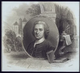 Jean Jacques Rousseaun (1712-78) muotokuva, kaivertanut William Finden (1787-1852)