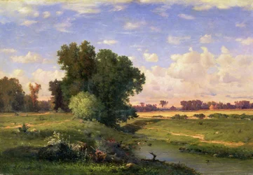 Hackensack Meadows, auringonlasku, 1859
