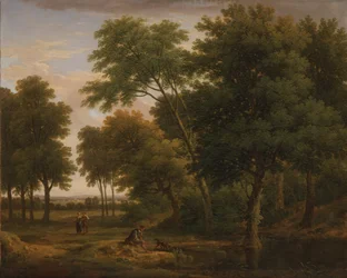 Metsäinen maisema hahmojen kanssa, noin 1745 (öljy kankaalle)