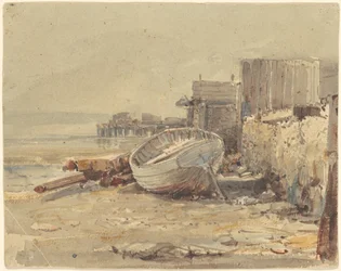 Rantautunut alus, noin 1880 (akvarelli)