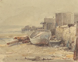 Rannalla oleva alus, n. 1880