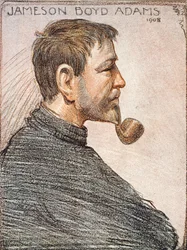 Jameson Boyd Adamsin (1880-1962) muotokuva Sir Ernest Shackletonin (1874-1922) The Heart of the Antarktic -sarjasta n. 1909