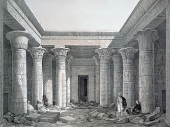 Suuren temppelin tuomioistuin, Philae, Egypti, 1843