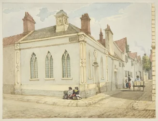 Trinity Chapel and Almshouse (lyijykynä ja akvarelli paperille)