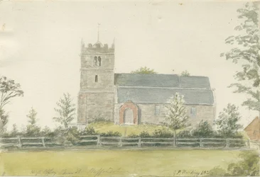 High Offley Church: akvarellimaalaus, 1821