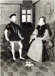 Joseph Brownin kaivertama muotokuva Espanjan Philip II:sta (1527-98) ja kuningatar Maria I:stä (1516-58), 1812
