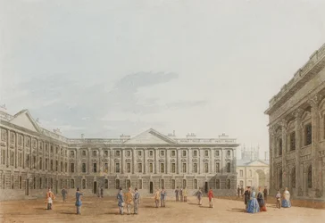 Peckwater Quad etsii itään, Christ Church, Oxford, 1850 (muste ja wc paperilla)