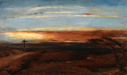 Maisema auringonlaskun aikaan