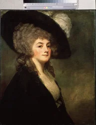 Rouva Harriet Greerin muotokuva (1700-luku). George Romneyn (1734-1802) maalaus öljy kankaalle