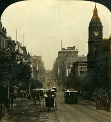 Aurinkoisen etelän kaupungit, Melbourne, Victoria, Australia, 1909.