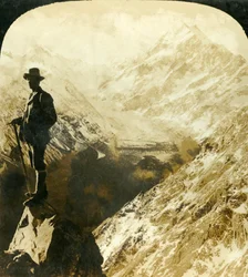 Mount Cook ja Hooker-jäätikön pää, Uusi-Seelanti, 1909.