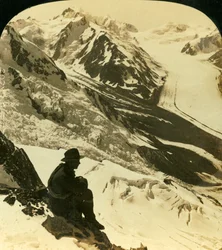 Tasman- ja Rudolph-jäätiköt, Etelä-Alpit, Uusi-Seelanti, 1909.