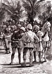 Tutkija Sudanin suurissa järvissä. 1888 (kaiverrus)