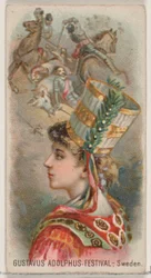 Gustavus Adolphus Festival, Ruotsi, Holidays-sarjasta N80 Duke-tuotemerkin savukkeelle..., 1890.