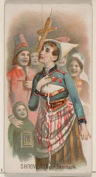 Shrove-Tide, Tanska, Holidays-sarjasta N80 Duke-tuotemerkin savukkeille, 1890, 1890.