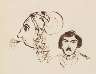 Omakuva Delacroixin muotokuvalla, c. 1845.