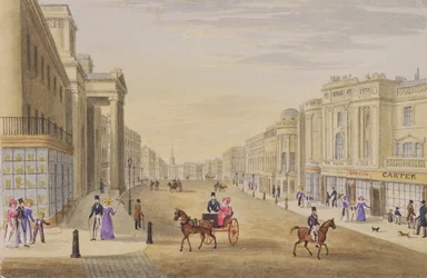 Regent Street, katsoen pohjoiseen Hanover Streetiltä, noin 1830