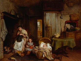 Ompelutunti tulen äärellä, 1867