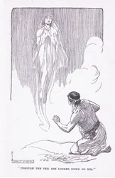 Verhon läpi hän katsoi häntä alaspäin George Allenin ja Unwinin 1929 julkaisemasta The Heroesista.