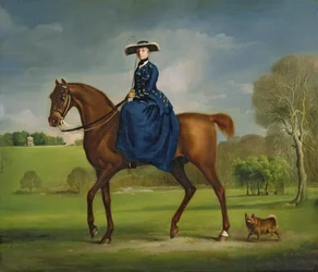 Coningsbyn kreivitär Charlton Huntin puvussa, n. 1760