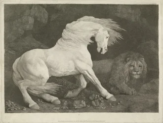 Hevonen ja leijona, 1770 (mezzotint)