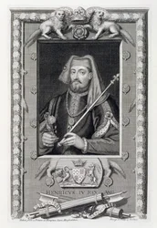 Henrik IV (1367-1413) Englannin kuningas vuodesta 1399 Hampton Courtissa maalauksen jälkeen, taiteilijan kaivertama
