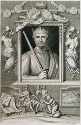 William I Valloittaja (1027-87) Englannin kuningas vuodelta 1066, taiteilijan kaiverrus (kaiverrus)