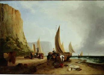 Kalastajat purkamassa saaliitaan