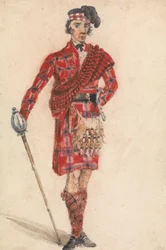 escocês com espada; Vestido moderno de um Highland Chieftanfinnish