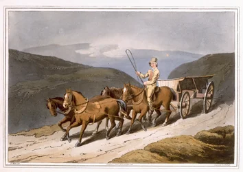 The East Riding tai Wolds Wagon, kaiverrettu Robert Havell Vanhin, julkaissut 1814 Robinson and Son, Leeds