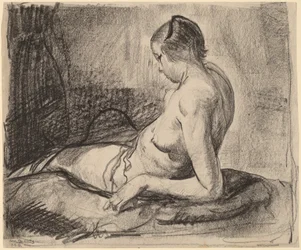 Alaston tyttö makuuasennossa, 1919.