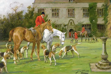 Tapaaminen Avesbury Manorissa, Wiltshire (öljy kankaalle)