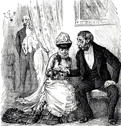Sarjakuva, joka kommentoi kädenlukituksen suosiota varakkaiden keskuudessa. Kuvitettu George du Maurier (1834-1896) ranskalais-brittiläinen sarjakuvapiirtäjä ja kirjailija